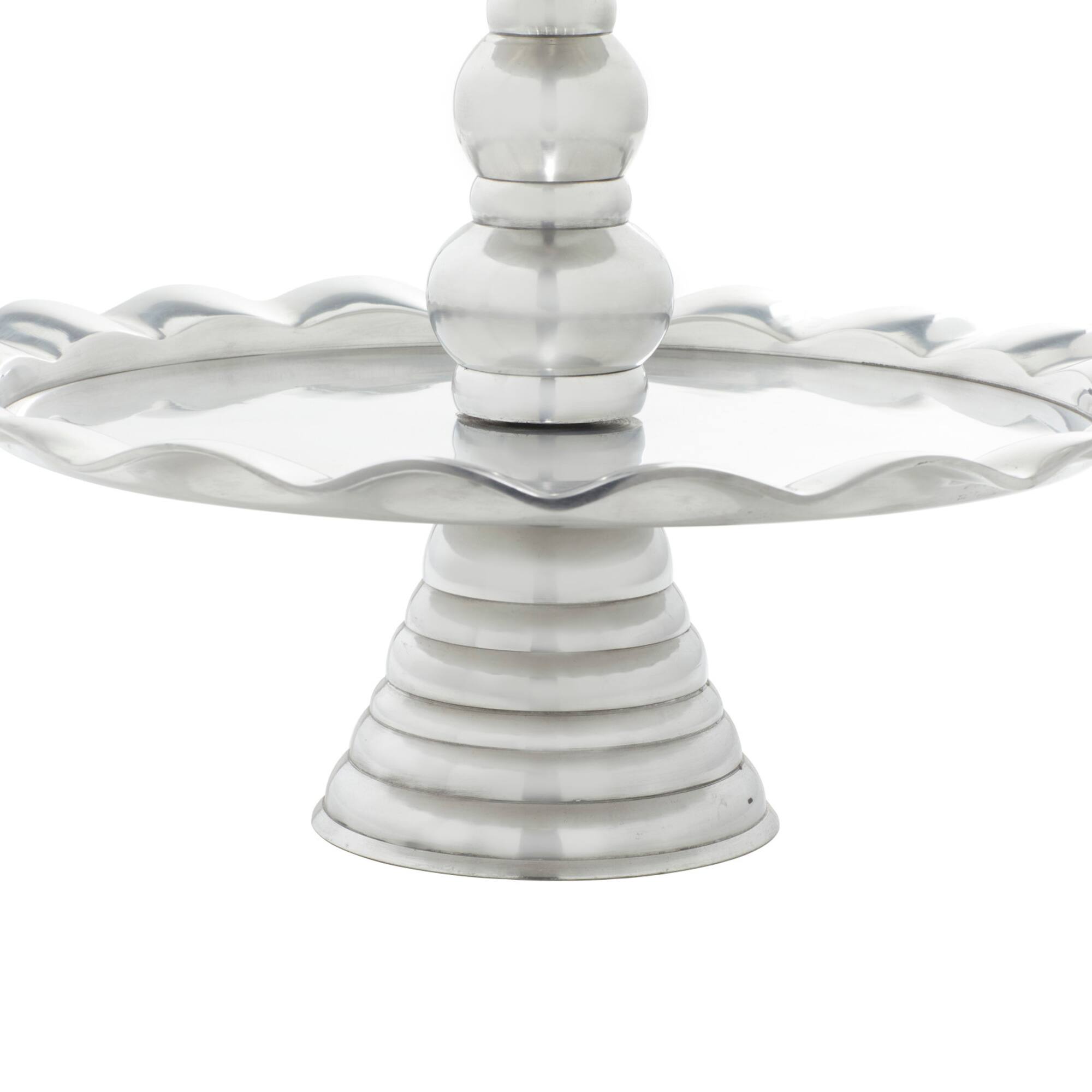 24" Silver Aluminum 3-Tier Tray Stand